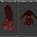 Brown Long Sleeve Dress With High Neck Ruffled Skirt And Fitted Waist Design