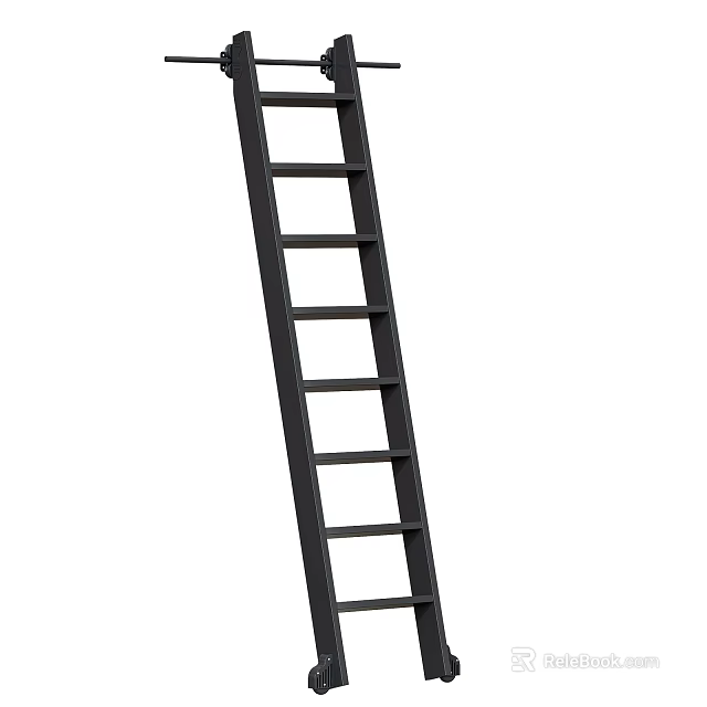 Black Ladder With Multiple Rungs For Indoor Home Decor And Function Use 3d model 