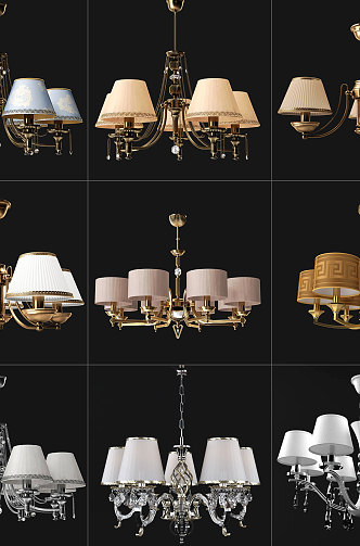 Jane European chandelier living room chandelier combination 3d model