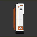 Modern Self Service Kiosk With Orange White Black Body Digital Display And Blue Light Strip