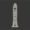 White Multi level Clock Tower Building With Dome Windows And Door