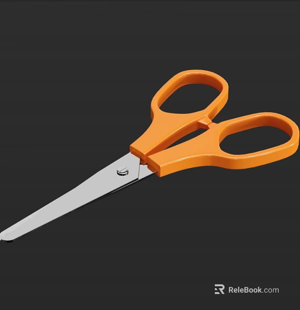 Sharp Orange Handle Stainless Steel Blades Household Scissors For Daily Use 3d model 