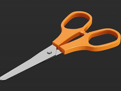 Sharp Orange Handle Stainless Steel Blades Household Scissors For Daily Use 3d model