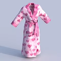 Cozy Pink And White Heart Patterned Robe With Long Sleeves And Belt Design