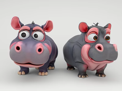 Hippo Cartoon Hippo Cartoon Animal 3d model