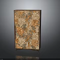 Elegant Wooden Cabinet With Intricate Floral Pattern And Orange Beige Flowers Design