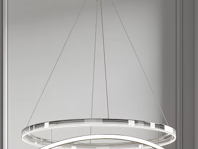 Sleek Modern Circular Chandelier With Double Ring Design And Brushed Metal Frame 3d model