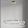 Sleek Modern Circular Chandelier With Double Ring Design And Brushed Metal Frame