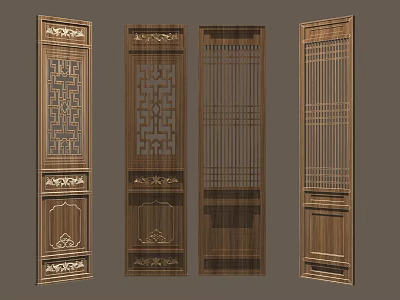 Traditional Chinese Wooden Screens With Intricate Carvings And Decorative Patterns Design 3d model