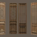 Traditional Chinese Wooden Screens With Intricate Carvings And Decorative Patterns Design