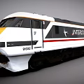 Modern Intercity Train With White Gray Body And Red Stripe 3d model