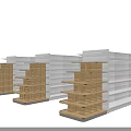 Modern Retail Display Shelves With Wooden Tiers And White Frame Design