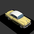Classic Yellow Vintage Car With White Roof Two Door Chrome Details