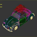 Green Vintage Beetle Electric Toy Car with Colorful Luggage on Roof
