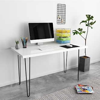 Modern desk computer desk combination 3d model