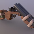 Detailed Vintage Weapon With Wooden Handle Ammunition Belt And Metal Barrel