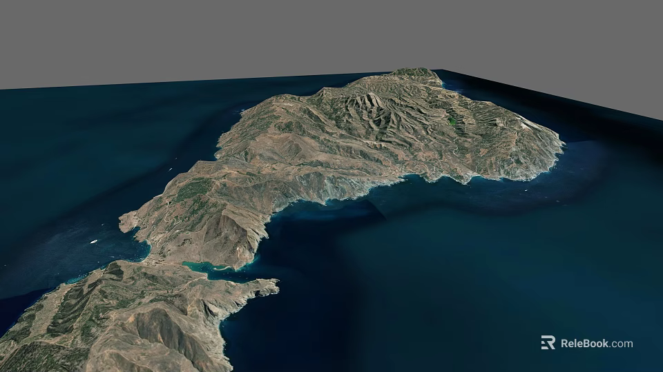 Microtopography 3D Model With Detailed Mountain Ranges Coastal Features And Water Bodies 3d model 