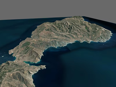 Microtopography 3D Model With Detailed Mountain Ranges Coastal Features And Water Bodies 3d model