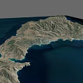Microtopography 3D Model With Detailed Mountain Ranges Coastal Features And Water Bodies