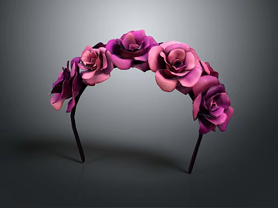 Purple Rose Decorated Jeweled Headband For Women Fashion Jewelry Accessory 3d model