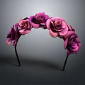 Purple Rose Decorated Jeweled Headband For Women Fashion Jewelry Accessory
