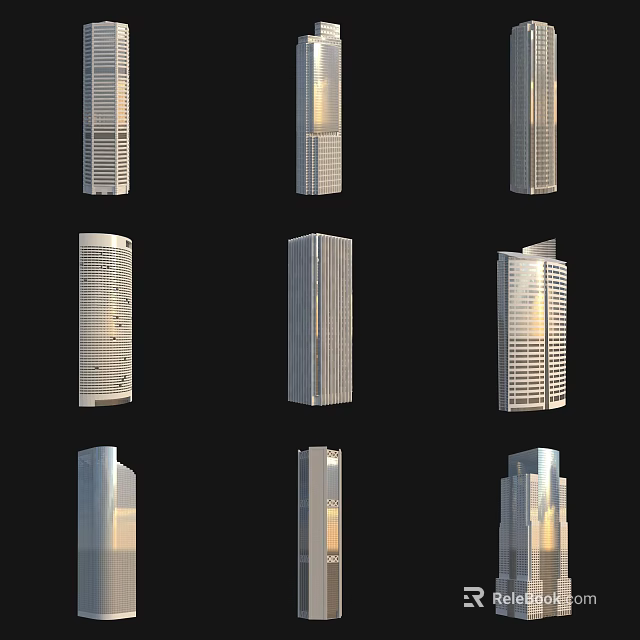 Modern Urban Skyscrapers Architectural Design For City Building Complex 3d model
