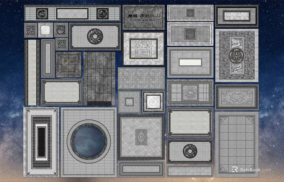 Ornamental Garden Slabs With Various Shapes And Intricate Patterns For Landscaping 3d model 