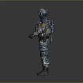 Colorful Camouflage Uniformed Military Soldier with Tactical Helmet Face Mask Vest Gloves and Boots