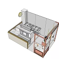Small Restaurant Kiosk Design With Logo Display Menu Board Order Counter And String Lights