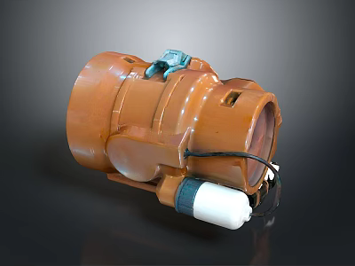 Orange Mechanical Motor Component With Blue Connector White Part And Black Wires 3d model