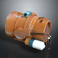 Orange Mechanical Motor Component With Blue Connector White Part And Black Wires