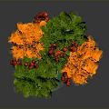 Colorful Flower Arrangement With Green Leaves Orange Blooms And Red Berries In Silver Vase