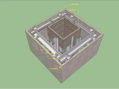 Structural Building Components With Concrete Foundation And Metal Frame Support Elements 3d model