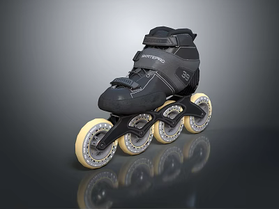 Black Powerslide Inline Skates with Yellow Wheels and Durable Sports Design 3d model