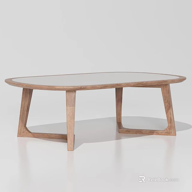 Modern Wooden Coffee Table With Clear Glass Top And Unique Leg Design 3d model 