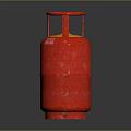 Red Gas Cylinder Featuring Metal Valve Top And Shiny Cylindrical Body