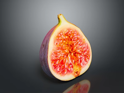 Fresh Cut Open Fig Showing Vibrant Red Pulp And Tiny Seeds Inside 3d model