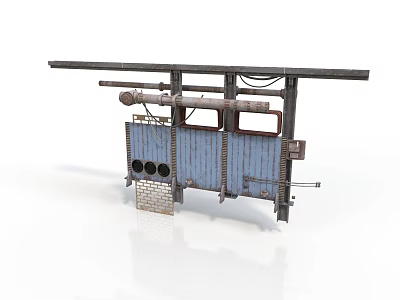 Industrial Mechanical Structure With Metal Frame Crossbeam Pipes And Ventilation Holes 3d model