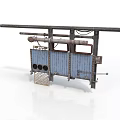 Industrial Mechanical Structure With Metal Frame Crossbeam Pipes And Ventilation Holes