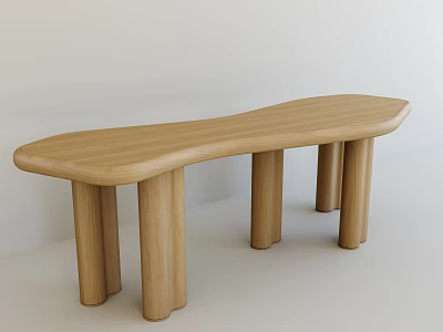 Simple Design Wooden Children's Table With Curved Tabletop And Cylindrical Legs 3d model