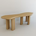 Simple Design Wooden Children's Table With Curved Tabletop And Cylindrical Legs