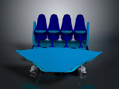 Blue Four Seats Arrangement With Platform And Support Structure Design 3d model