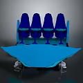 Blue Four Seats Arrangement With Platform And Support Structure Design