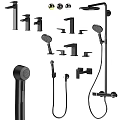 Modern Black Bathroom Faucets Shower Heads And Fixtures Set