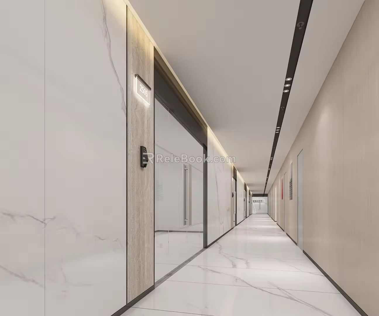 Public office aisle corridor access 3d model