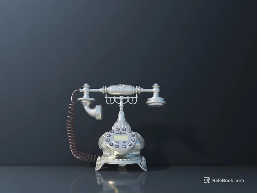 Vintage White Rotary Dial Telephone Antique Style Digital Communication Device 3d model 