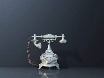 Vintage White Rotary Dial Telephone Antique Style Digital Communication Device 3d model