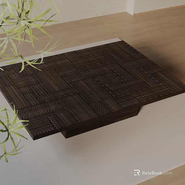 Modern Sofa And Coffee Table Set With Intricate Wooden Pattern And Contemporary Design 3d model 