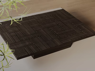 Modern Sofa And Coffee Table Set With Intricate Wooden Pattern And Contemporary Design 3d model