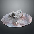 Natural Wooden Tree Stump Decorative Piece On Round Stone Base